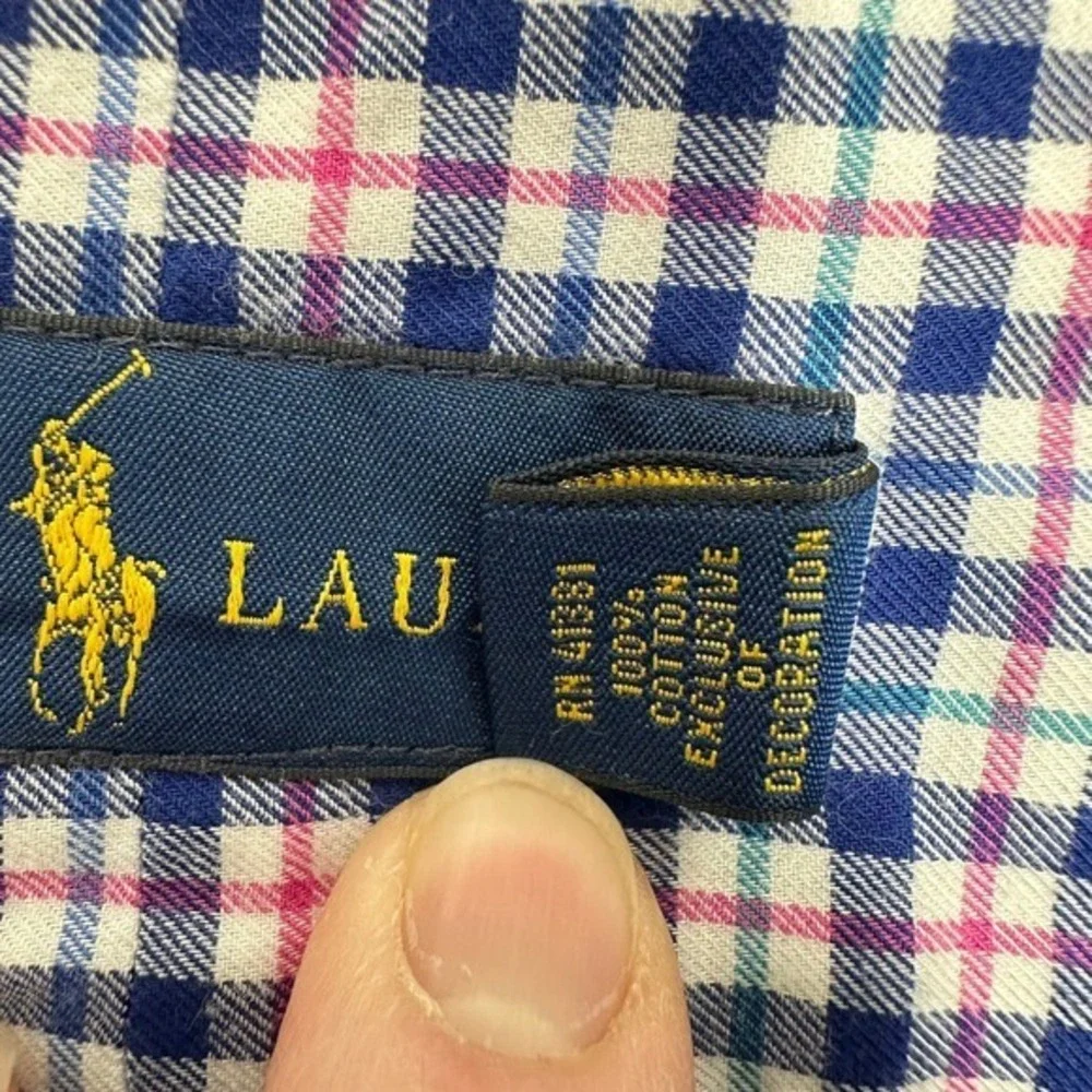 Polo Ralph Lauren Men's XL Blue Pink‎ Gingham Button Down Shirt Preppy Career